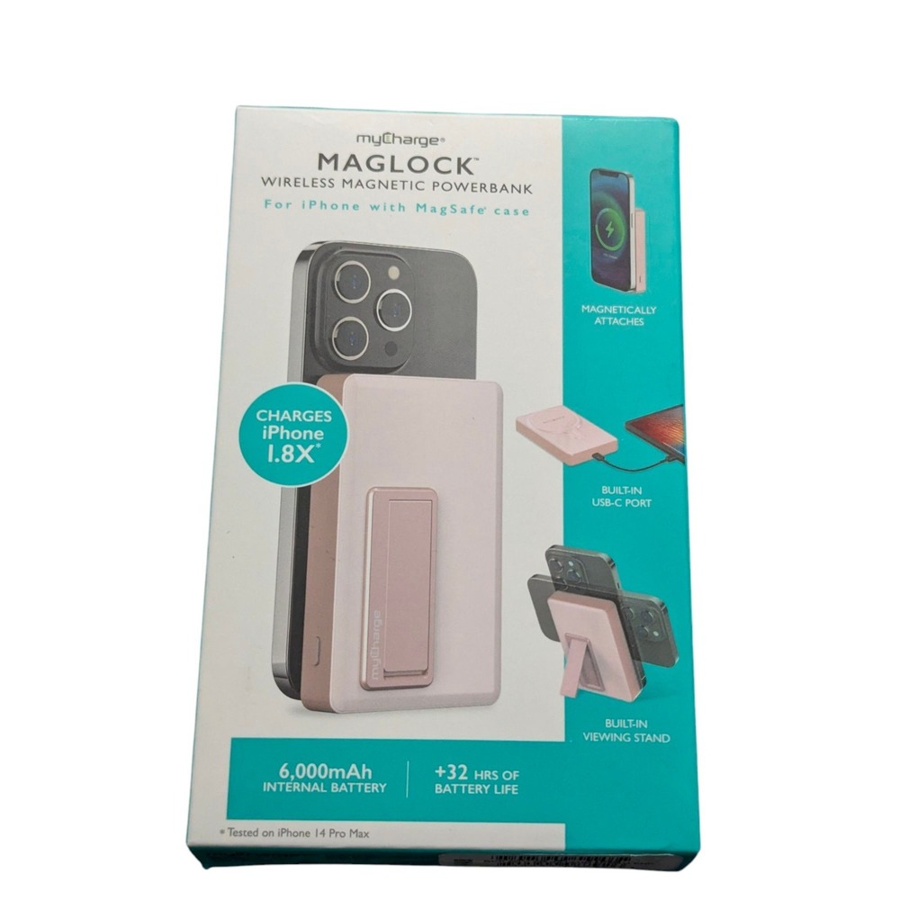 V5-N myCharge Maglock 6000mAh/18W Wireless Charger USB-C Port Power Bank Stand